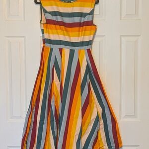 Collectif Colorful Striped Midi Dress